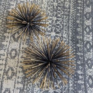 Modern Gold and Black Spiked Decor Orbs